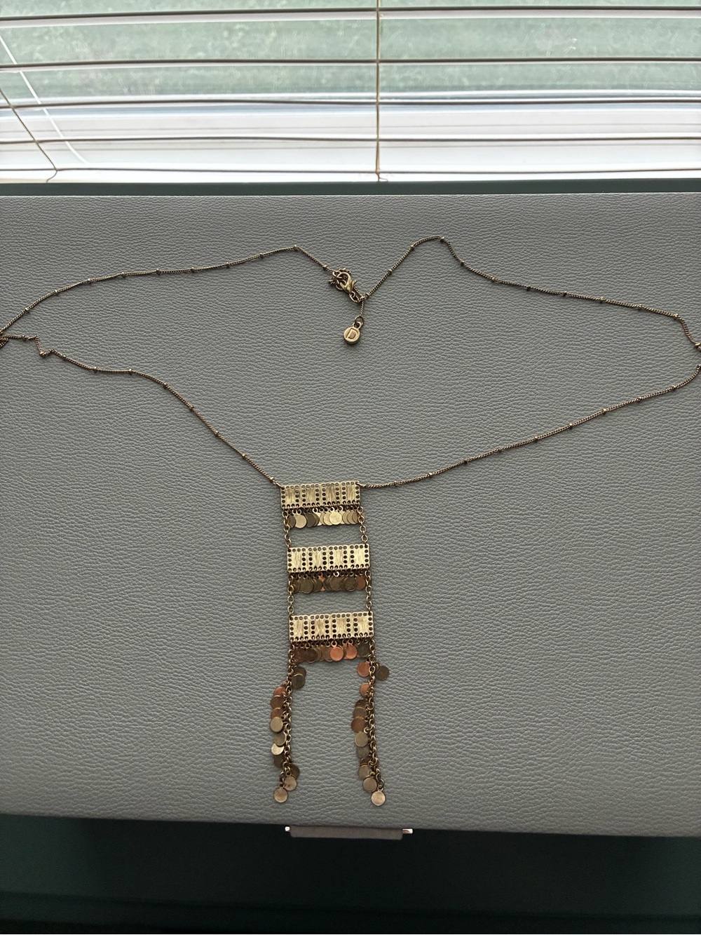 Gold-Tone Layered Coin Fringe Necklace